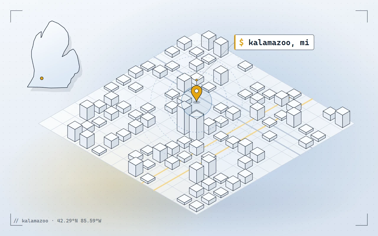 Map illustration of Kalamazoo, Michigan