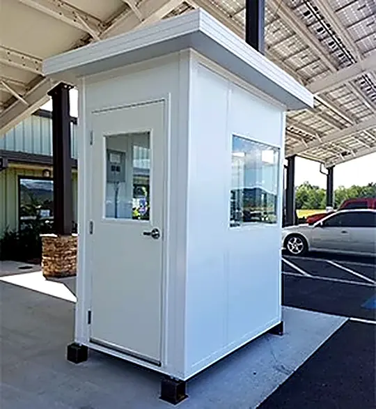 Outdoor ATM shelter with lighting and customer protection