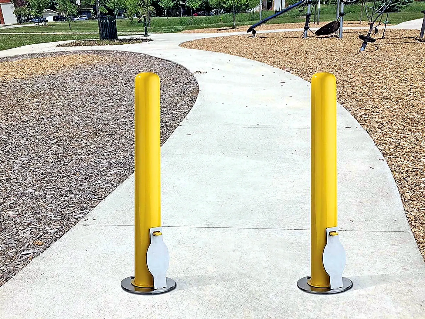 Bollards and physical barriers for drive-up banking protection