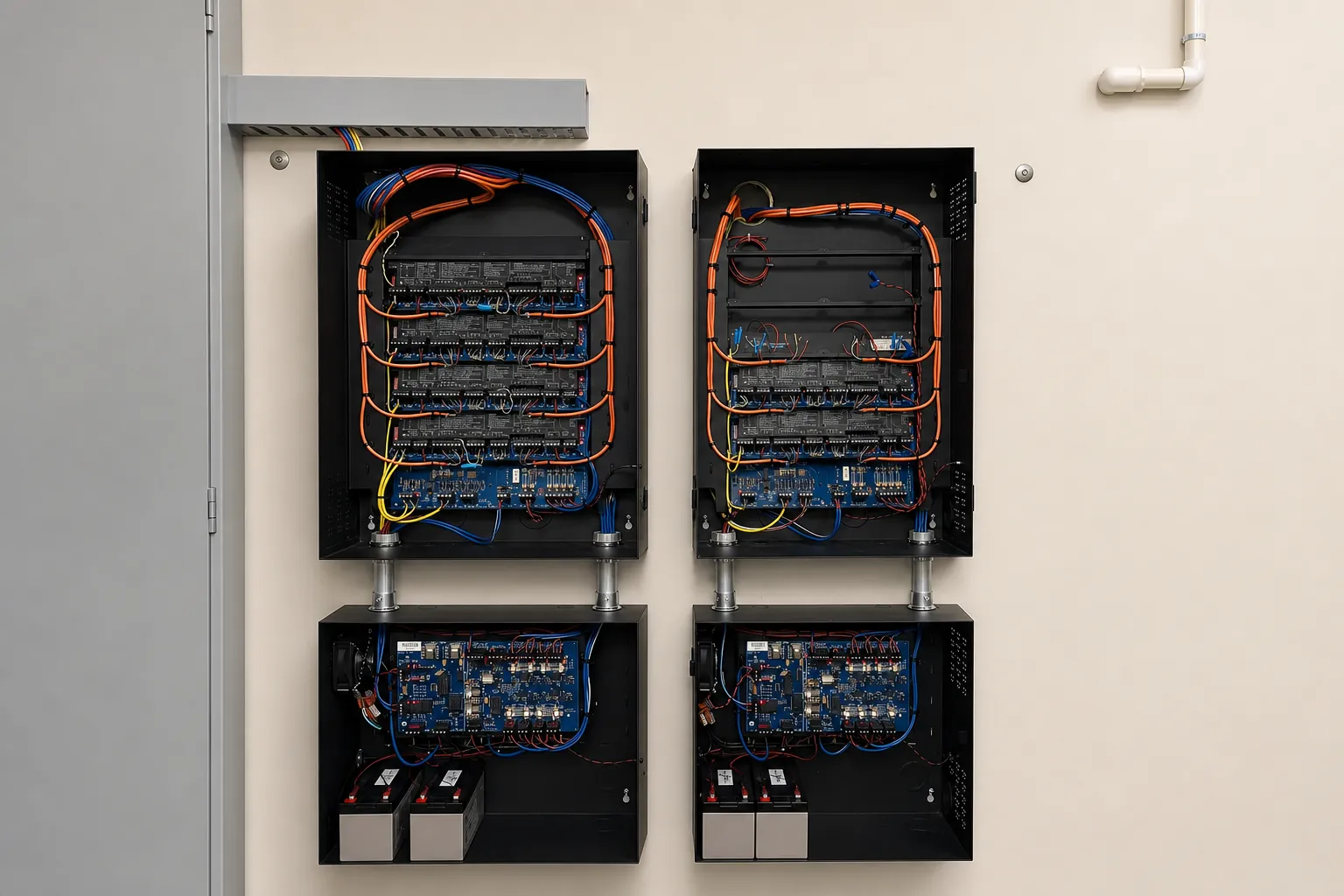Organized security control panels and professional low-voltage workmanship