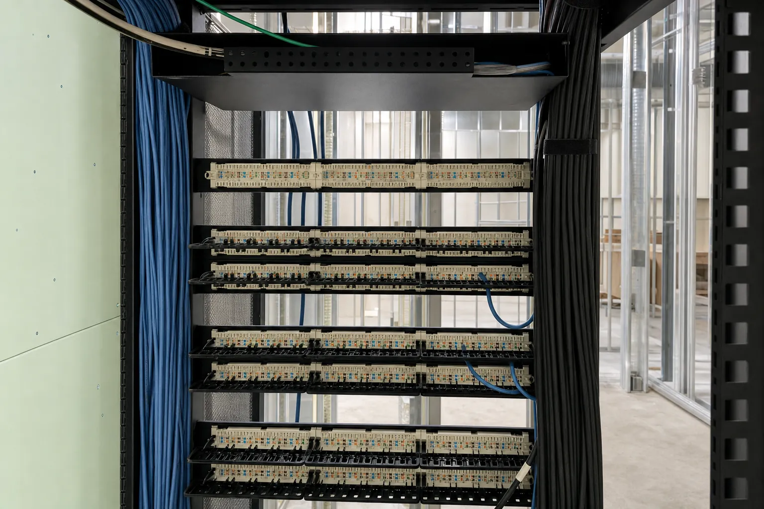 DSE structured cabling rack supporting managed networks and connected security systems